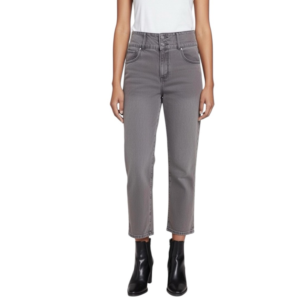 ANN TAYLOR The Straight Crop High Rise Gray Jeans